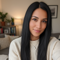 Femme cheveux noirs longs